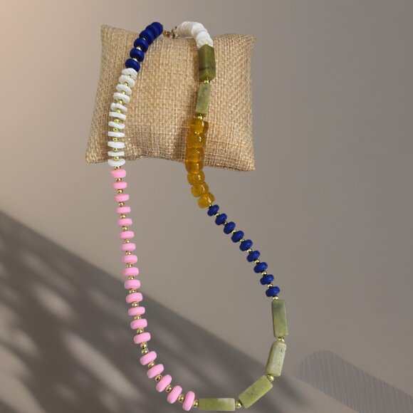 Multi color jade and abacus candy bead choker - Picture 5 of 5